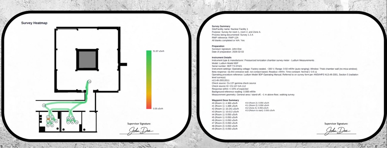 Generated survey heatmap and compliance report output